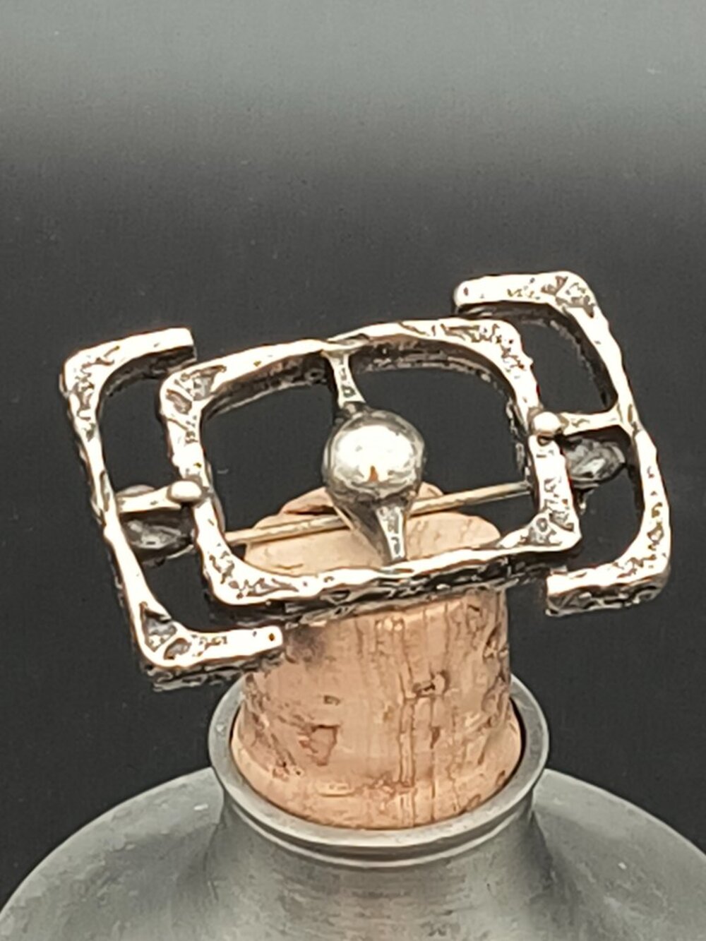 Vintage Guy Vidal MCM Brutalist Pewter Brooch